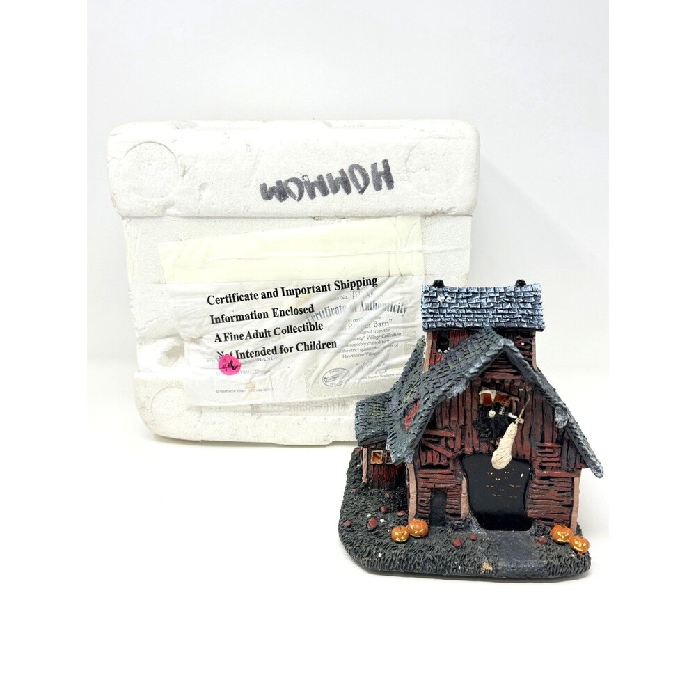 Hawthorne Village Stalking Dead County Grim Reaper Barn Halloween Box COA
